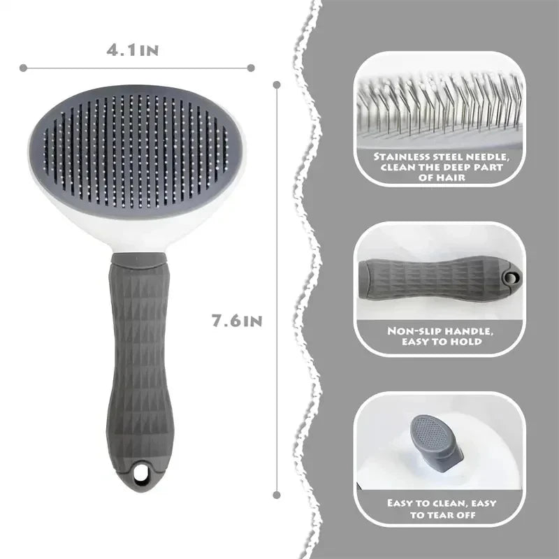 self-cleaning pet hair brush – dematting comb for dogs & cats