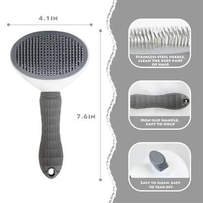 Self-Cleaning Pet Hair Brush – Dematting Comb for Dogs & Cats