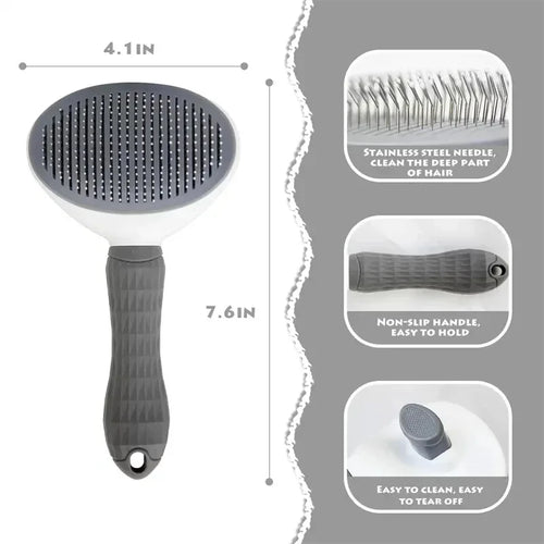 Self-Cleaning Pet Hair Brush – Dematting Comb for Dogs & Cats