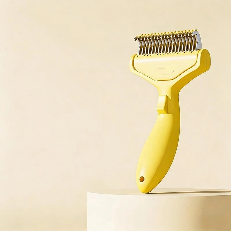 curved stainless steel pet deshedding brush for dogs & cats, grooming