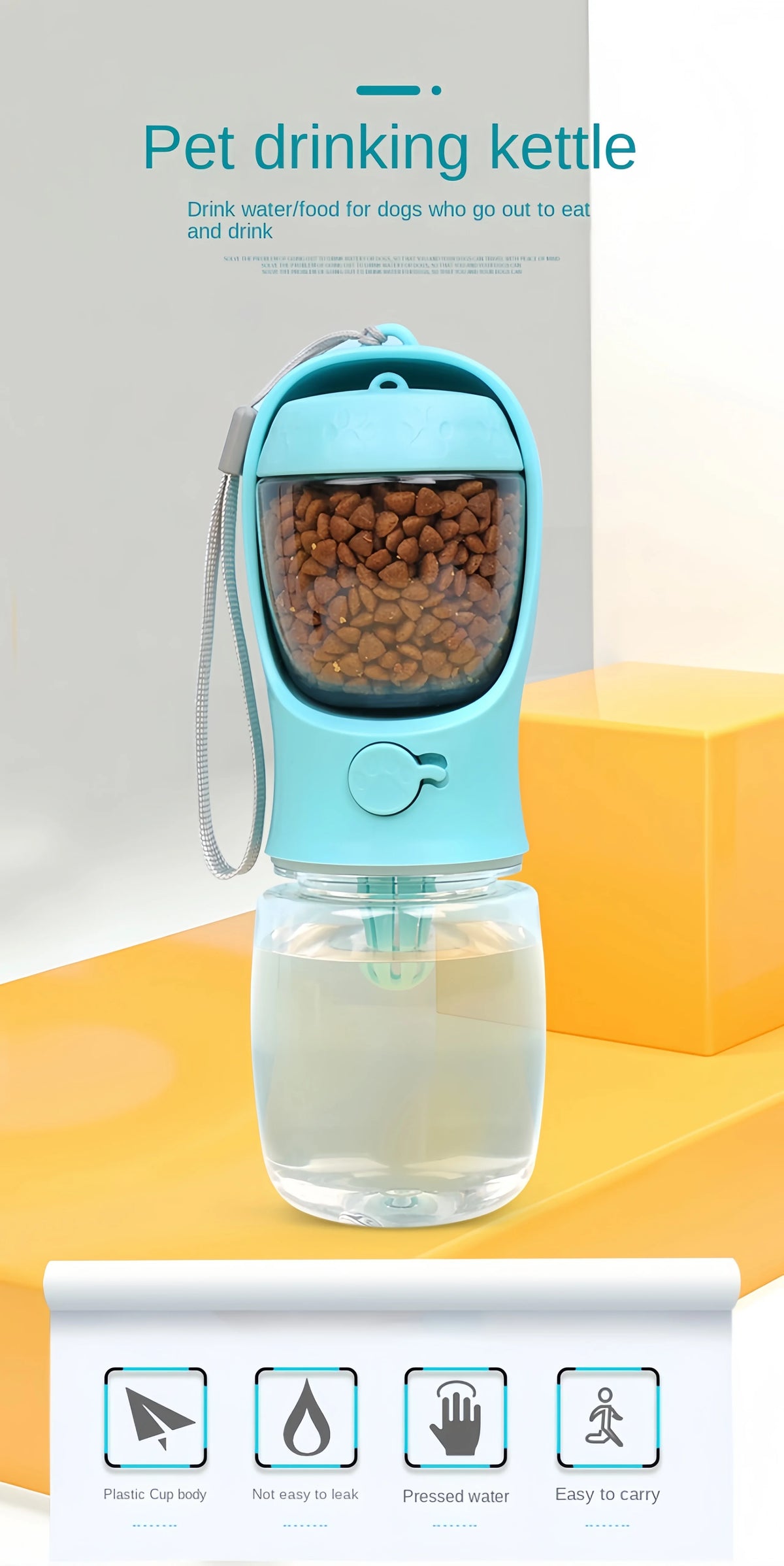 portable pet water bottle with food dispenser – travel cup