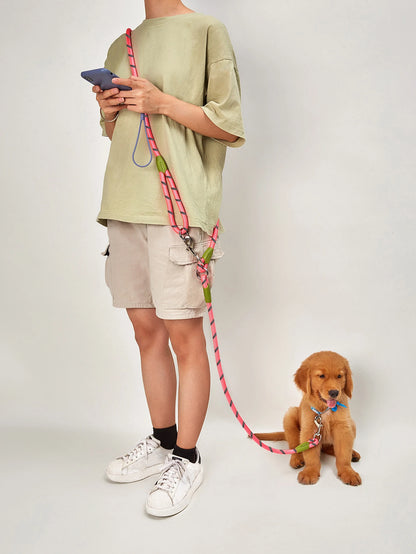 Hands-Free Reflective Nylon Dog Leash for Running and Walking Dogs