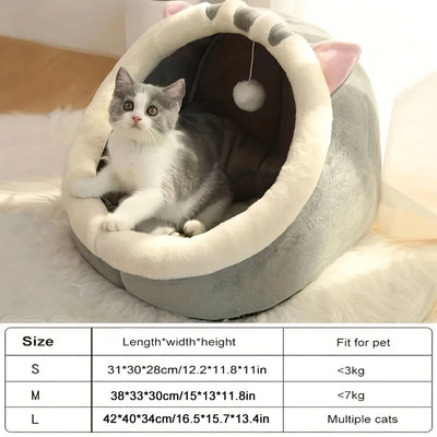 Cozy Cave Cat Bed – Warm Plush Tent for Deep, Comfortable Sleep