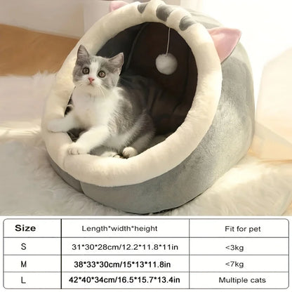Cozy Cave Cat Bed – Warm Plush Tent for Deep, Comfortable Sleep