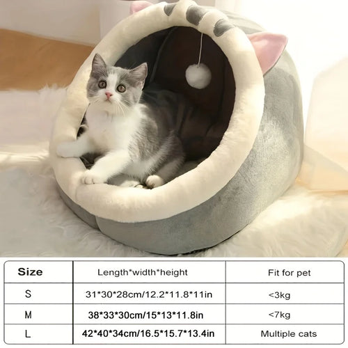 Cozy Cave Cat Bed – Warm Plush Tent for Deep, Comfortable Sleep