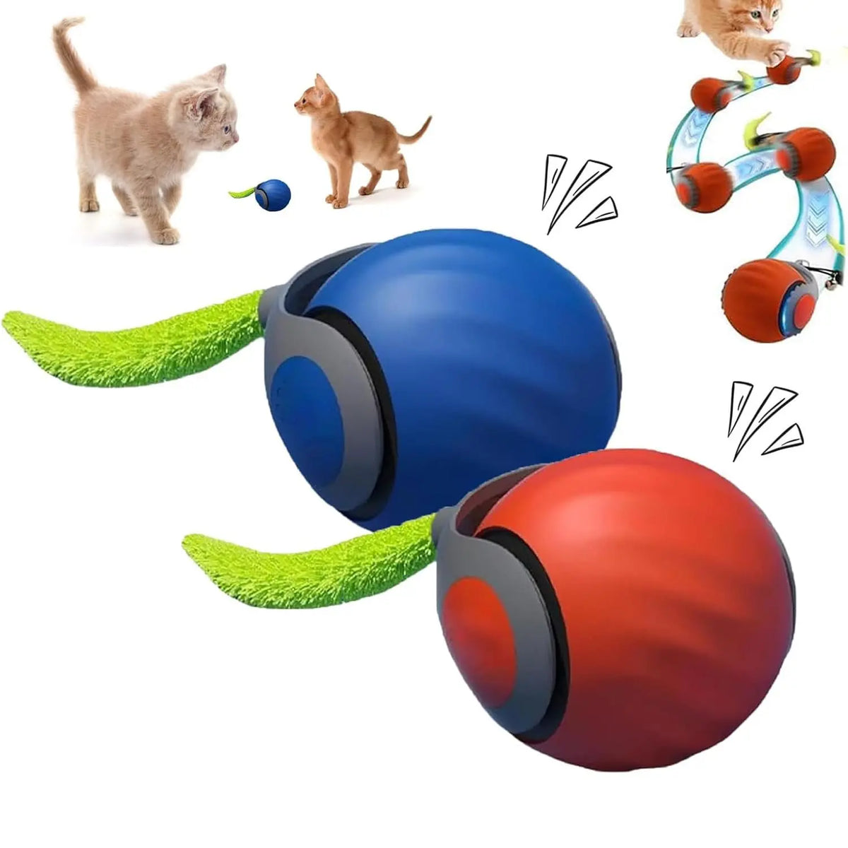speedy tail 2.0 interactive cat ball toy with dual-speed modes