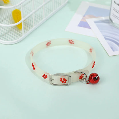 Glow-in-the-Dark Cat & Puppy Collar with Bell - Silicone Anti-Loss Collar