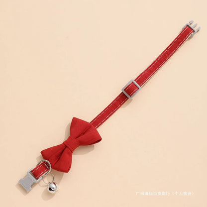 Christmas Breakaway Cat Collar with Bow Tie and Bell Adjustable Plaid