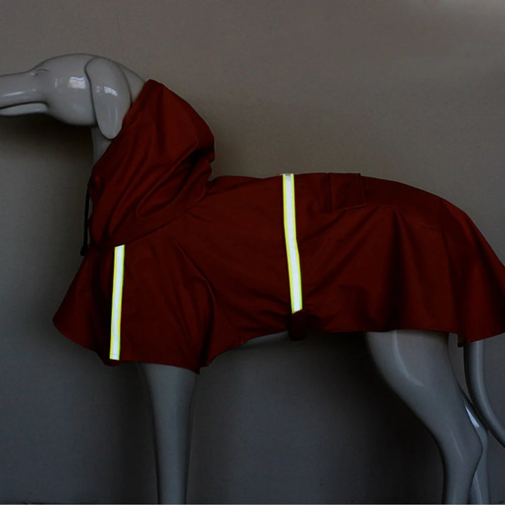 large dog waterproof hooded raincoat reflective windproof cloak style
