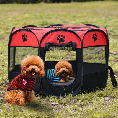Foldable Pet Tent Playpen - Octagonal Outdoor Fence for Dogs & Cats