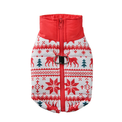 Warm Christmas Dog Jacket with D-Ring for Small and Medium Dogs