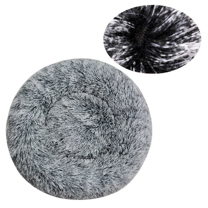 Round Plush Dog Bed, Warm Non-Slip Washable Bed for Dogs & Small Cats