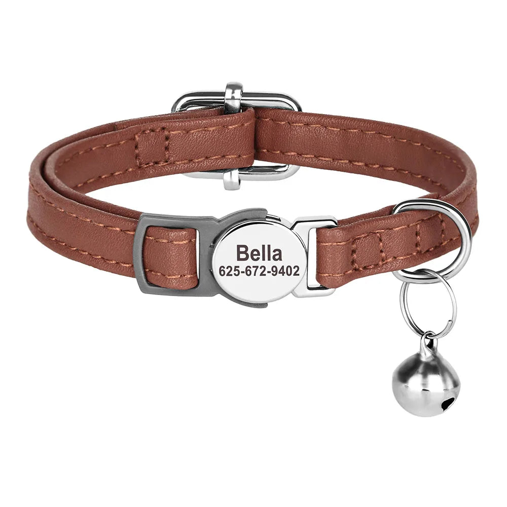 personalized cat collar with bell - free engraved, breakaway safe