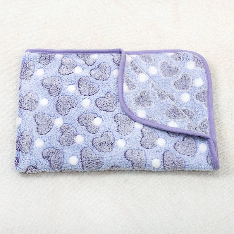 soft fluffy paw print pet blanket for puppies and cats warm flannel mat