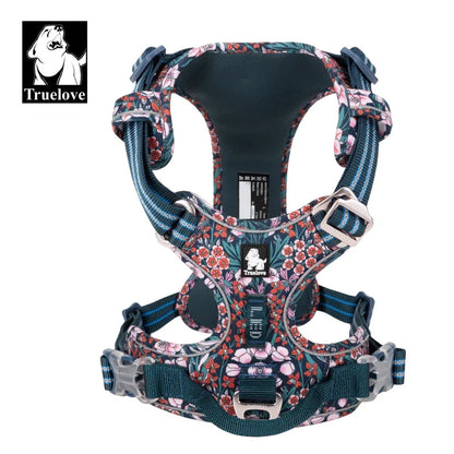 Floral Cotton No-Pull Dog Harness with Padded Comfort, Adjustable