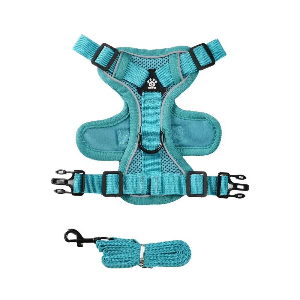 breathable puppy harness leash set with reflective chest strap vest