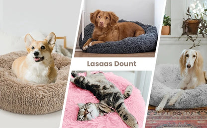 Soft Plush Round Pet Bed for Dogs & Cats, 6 Sizes, Machine Washable
