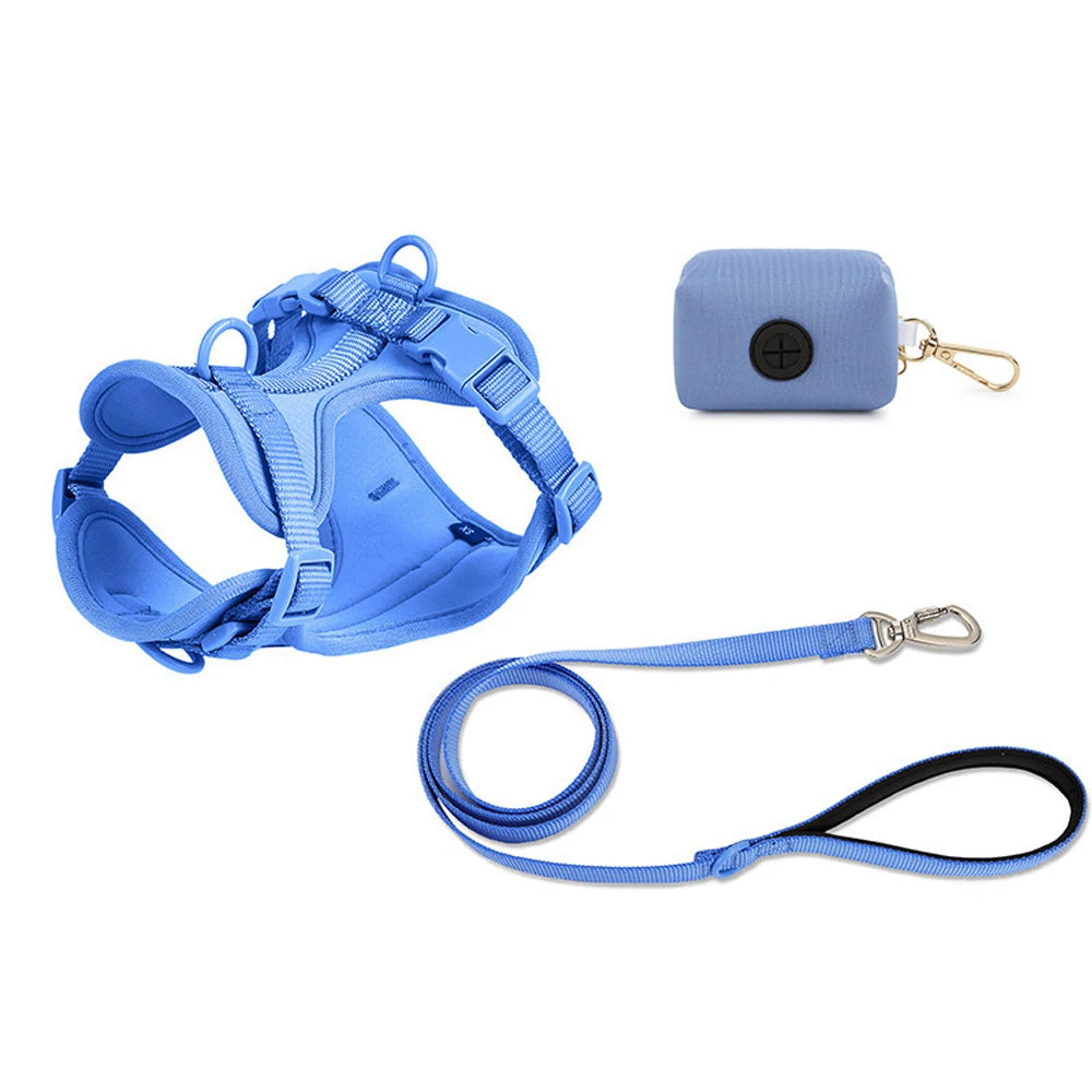 breathable dog harness and leed set, adjustable vest for daily walks