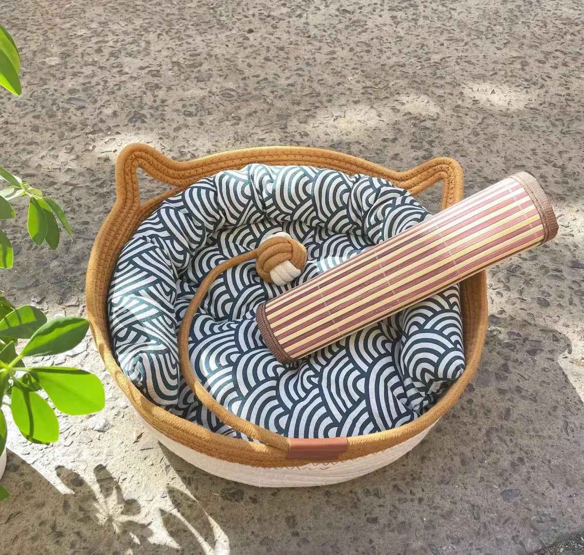 four seasons woven cat bed – breathable rattan cat nest