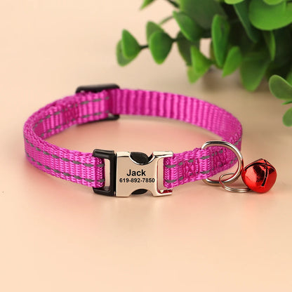 Personalized Cat Collar with Bell - Free Engraved, Breakaway Safe