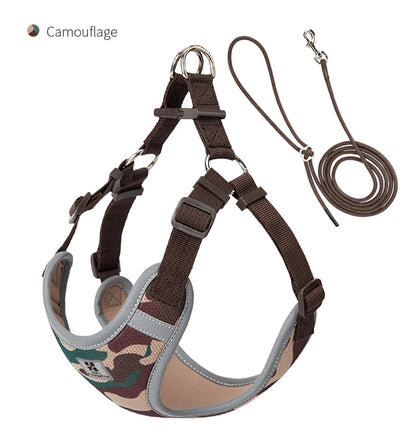 Reflective Adjustable Pet Harness & Leash Set for Small/Medium Dogs