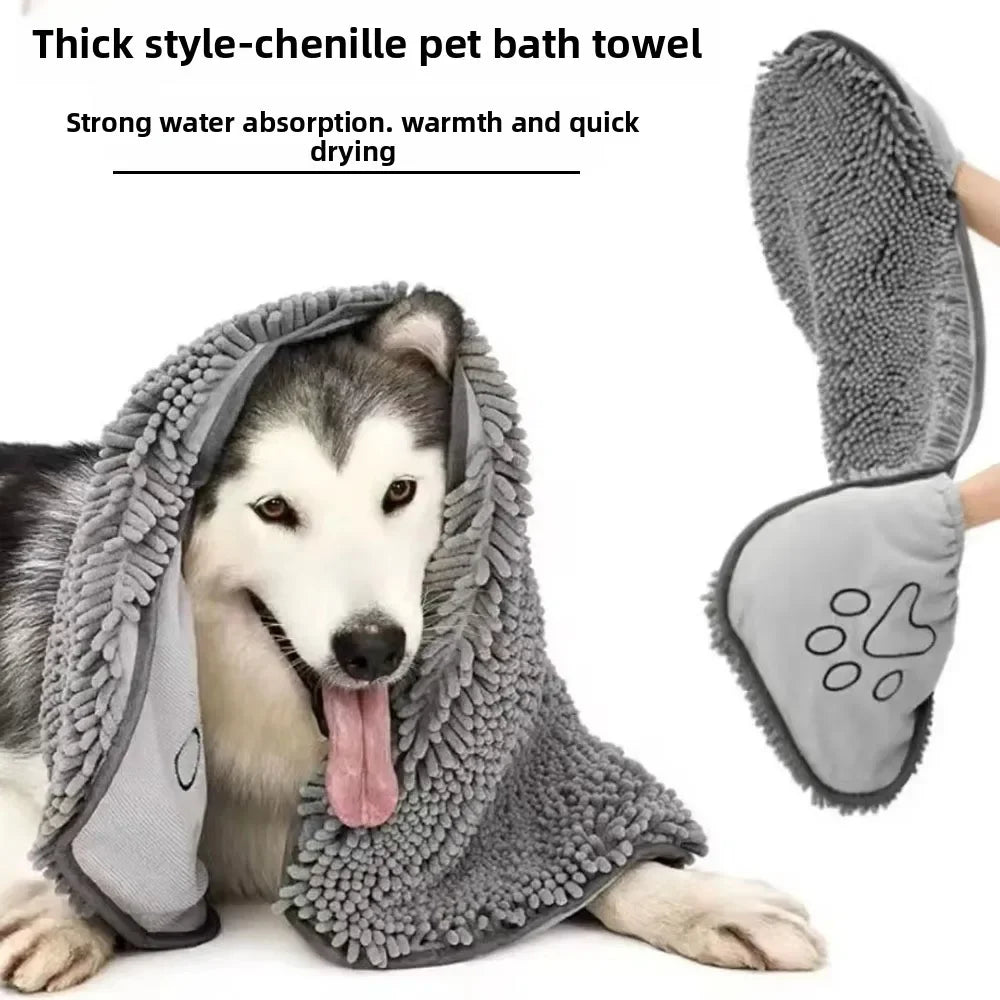 absorbent chenille pet bath towel – soft quick-dry dog & cat towel
