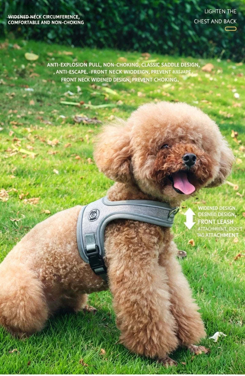 no-pull nylon dog harness - reflective, adjustable anti-burst vest