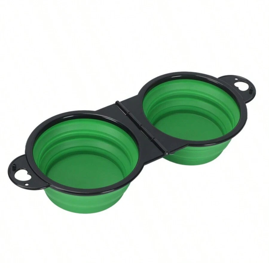 zhuoji 2-in-1 foldable dual bowl – portable travel feeding set