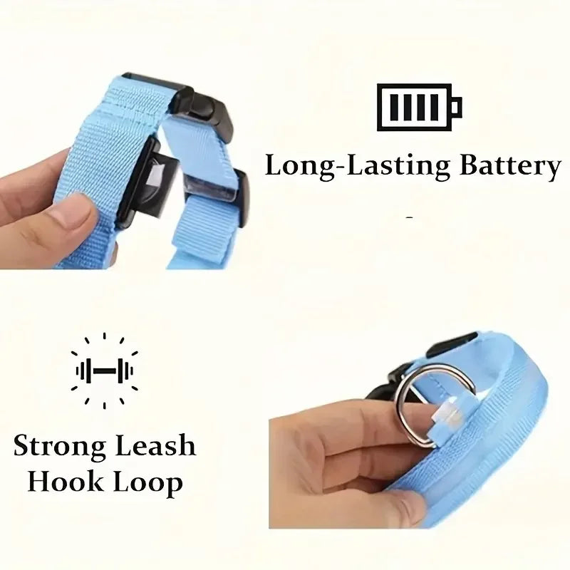 led glow dog collar - battery-powered night walking safety collar