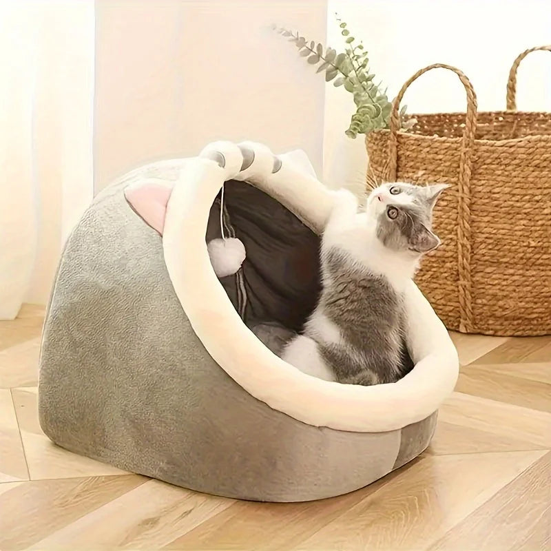 cozy cave cat bed – warm plush tent for deep, comfortable sleep