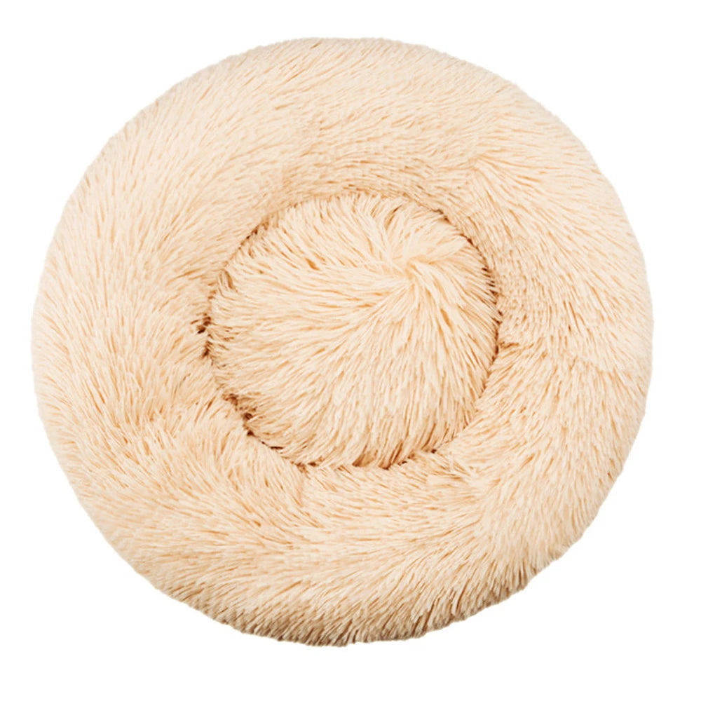 soft plush round pet bed for dogs & cats, 6 sizes, machine washable