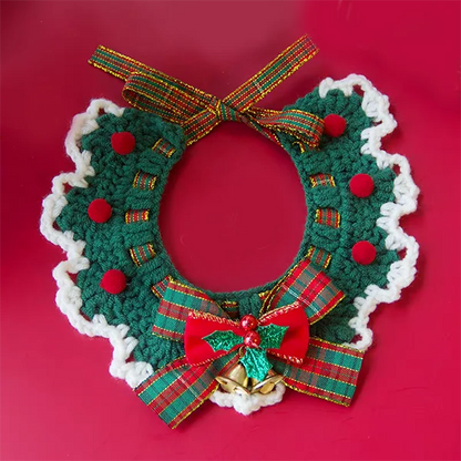 Crocheted Christmas Cat Bow Tie Collar for Kittens and Puppies