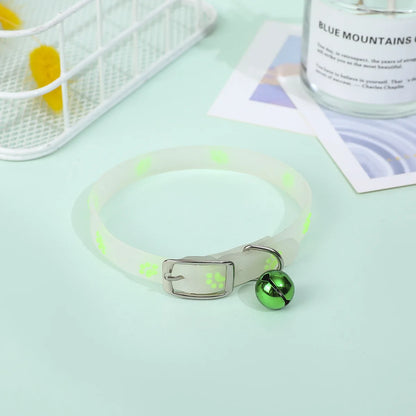 Glow-in-the-Dark Cat & Puppy Collar with Bell - Silicone Anti-Loss Collar