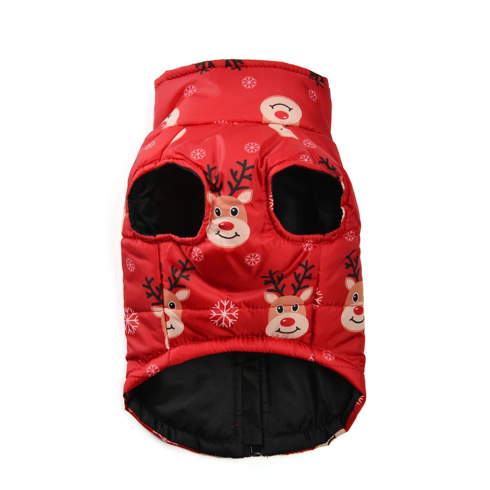 warm christmas dog jacket with d-ring for small and medium dogs