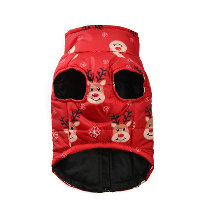 Warm Christmas Dog Jacket with D-Ring for Small and Medium Dogs
