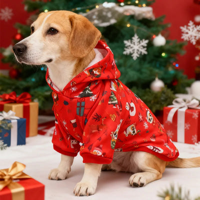 Festive Christmas Dog Hoodie for Autumn and Winter Holiday Pet Clothes