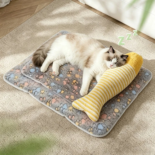 1pc Double-Sided Plush Pet Mat and Bed for Cats and Dogs, Soft and Warm