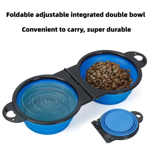 ZHUOJI 2-in-1 Foldable Dual Bowl – Portable Travel Feeding Set