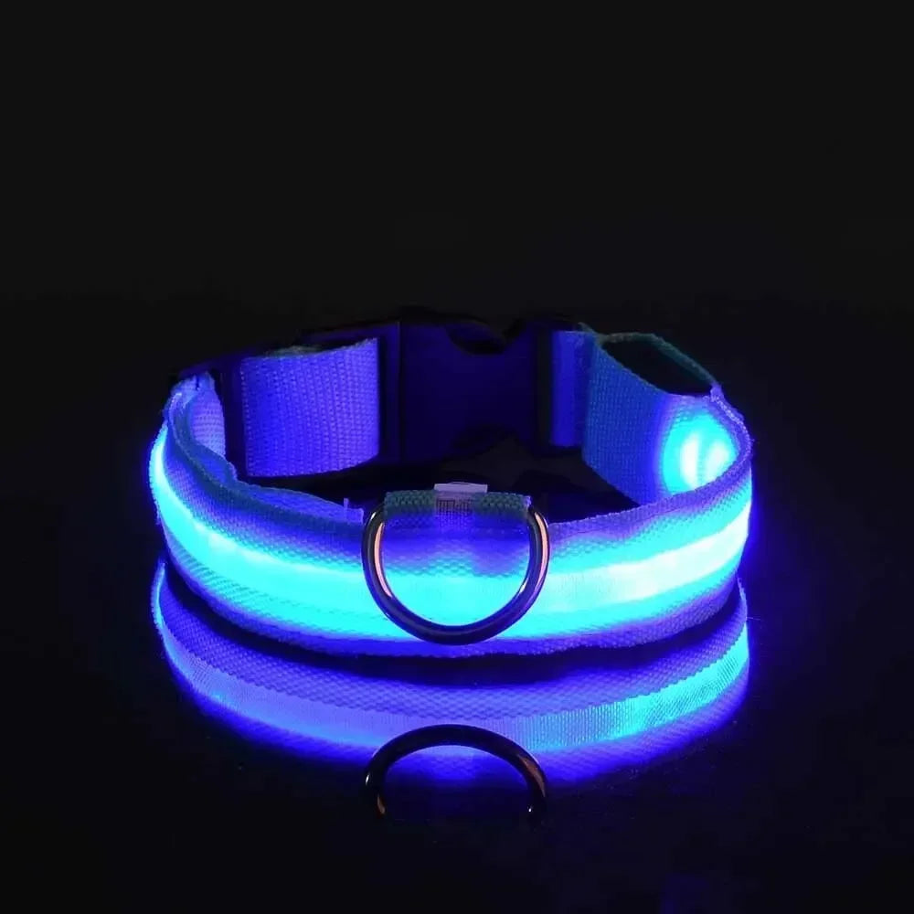 led glow dog collar - battery-powered night walking safety collar