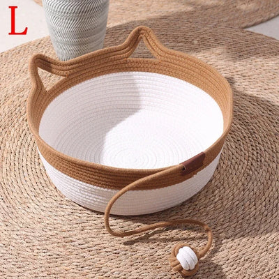 Woven Rattan Cat Bed – Breathable Summer Scratch-Resistant Nest
