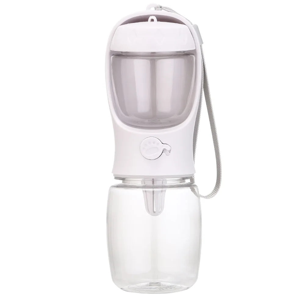 portable pet water bottle with food dispenser – travel cup