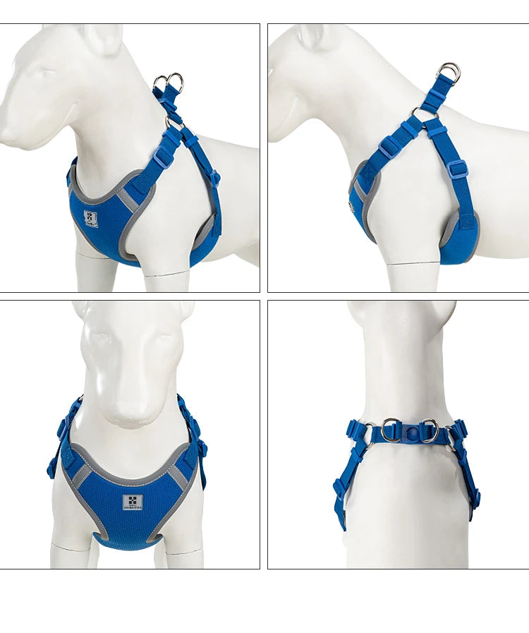 reflective adjustable pet harness & leash set for small/medium dogs