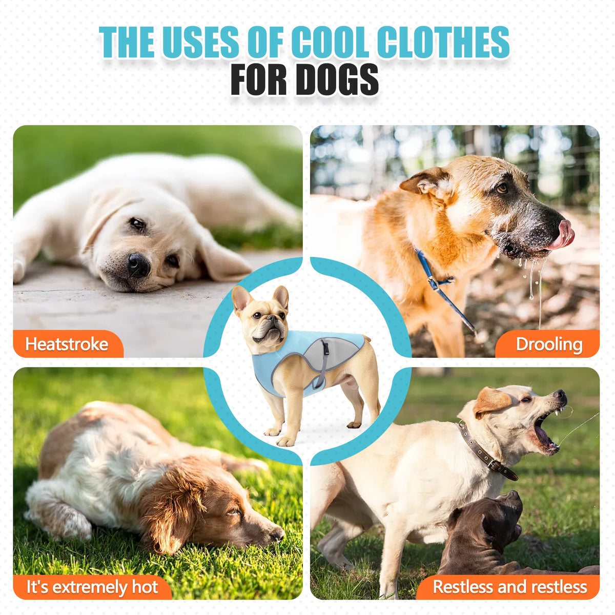 dog cooling vest harness with portable water bottle for summer walks