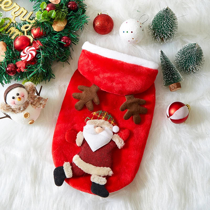 flannel christmas puppy and cat hoodie for small and medium pets