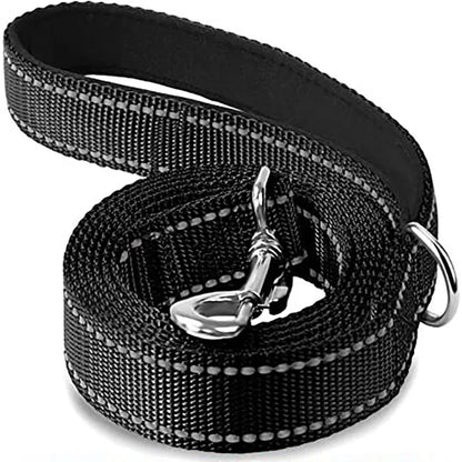 Reflective Nylon Dog Leash with Comfortable Handle for Night Walks