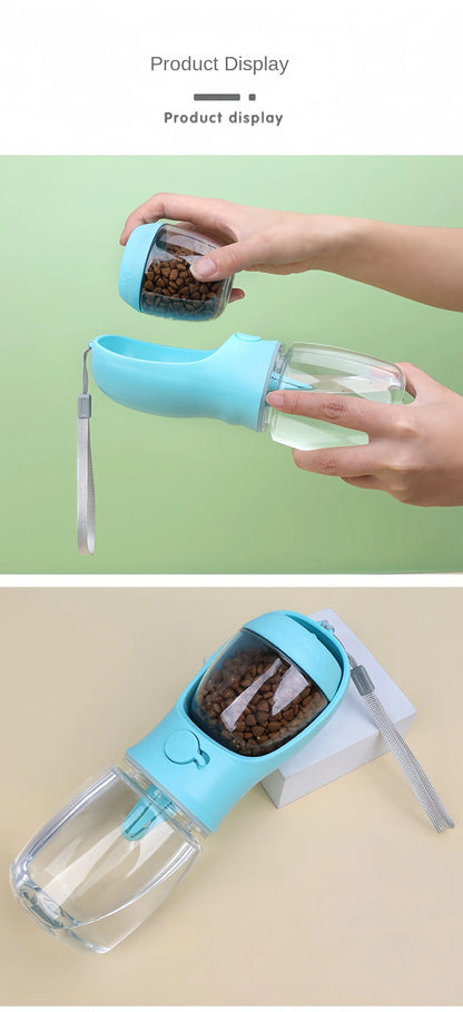 Portable Pet Water Bottle with Food Dispenser – Travel Cup