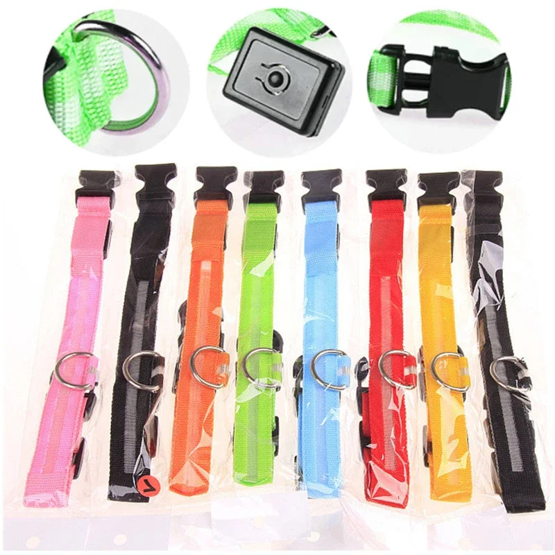3 modes rechargeable led dog collar - adjustable night safety glow collar