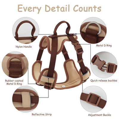Luxury Chocolate No-Pull Dog Harness for Small, Medium, Large Dogs