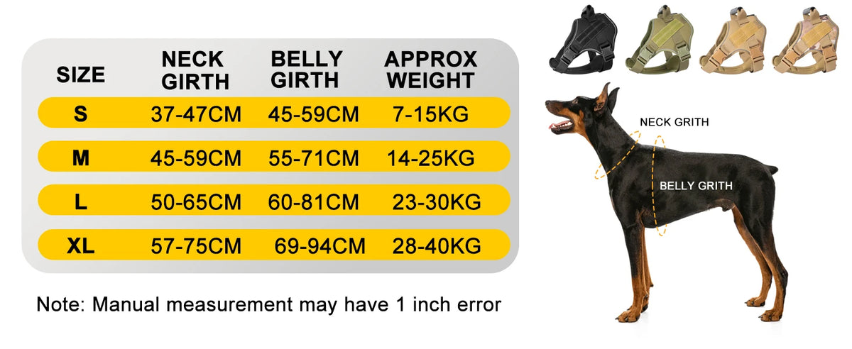 tactical training vest dog harness – reflective quick-release fit