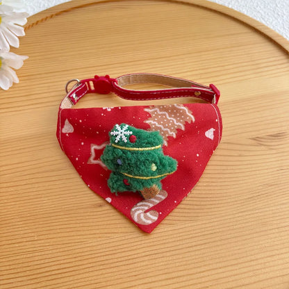 Soft Adjustable Christmas Pet Bandana Scarf Collar for Puppies and Cats